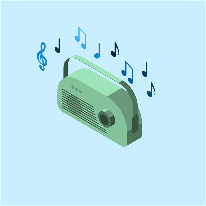 Retro isometric: radio