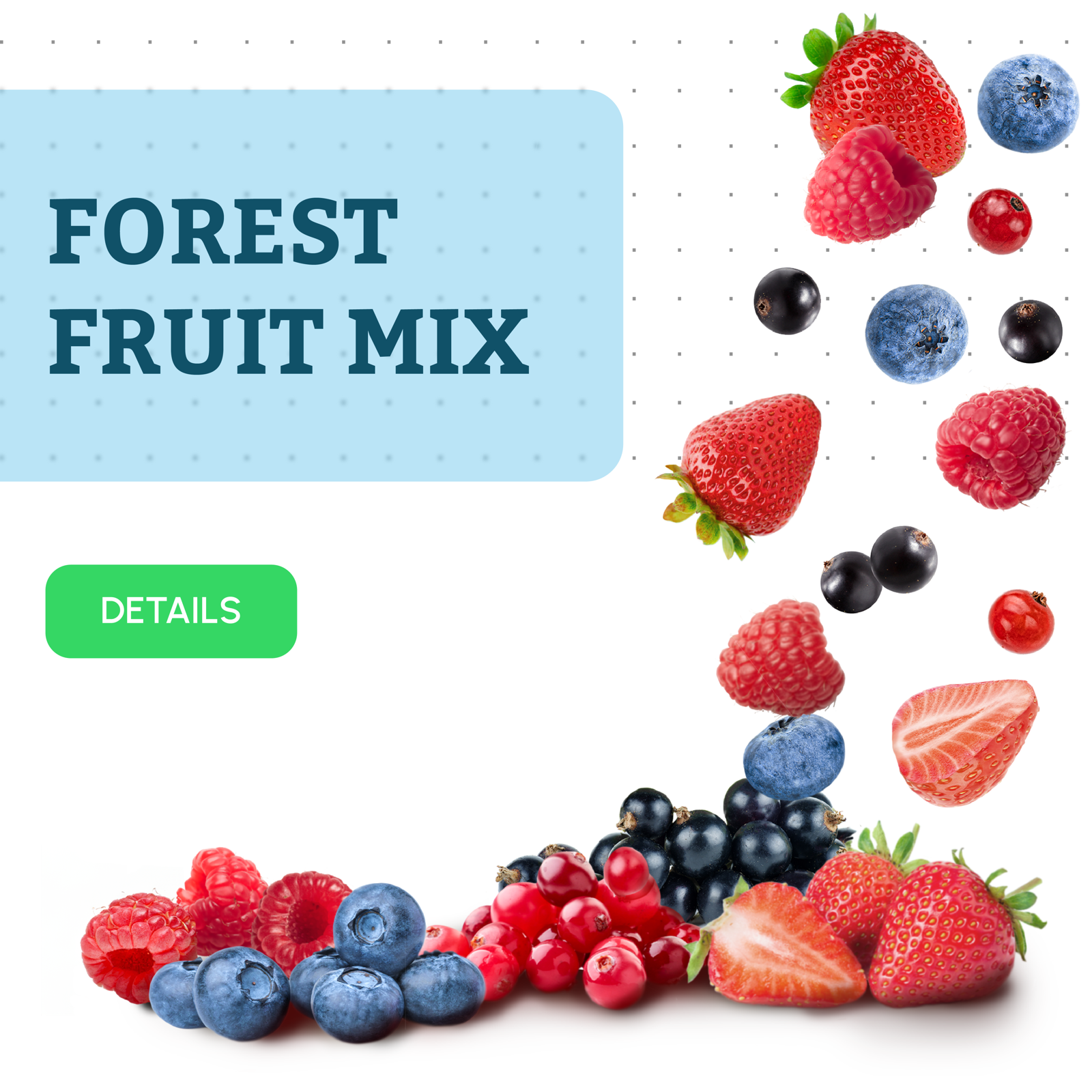 Forest fruit mix product visual with falling berries