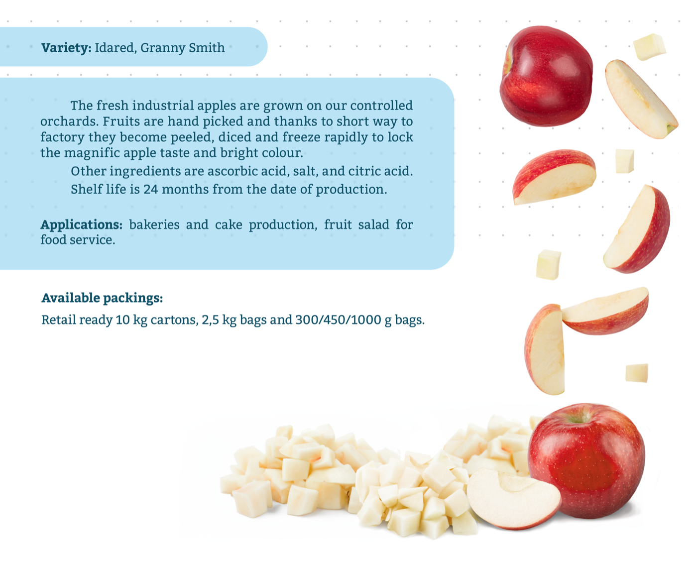 Apple dices detail page with product description