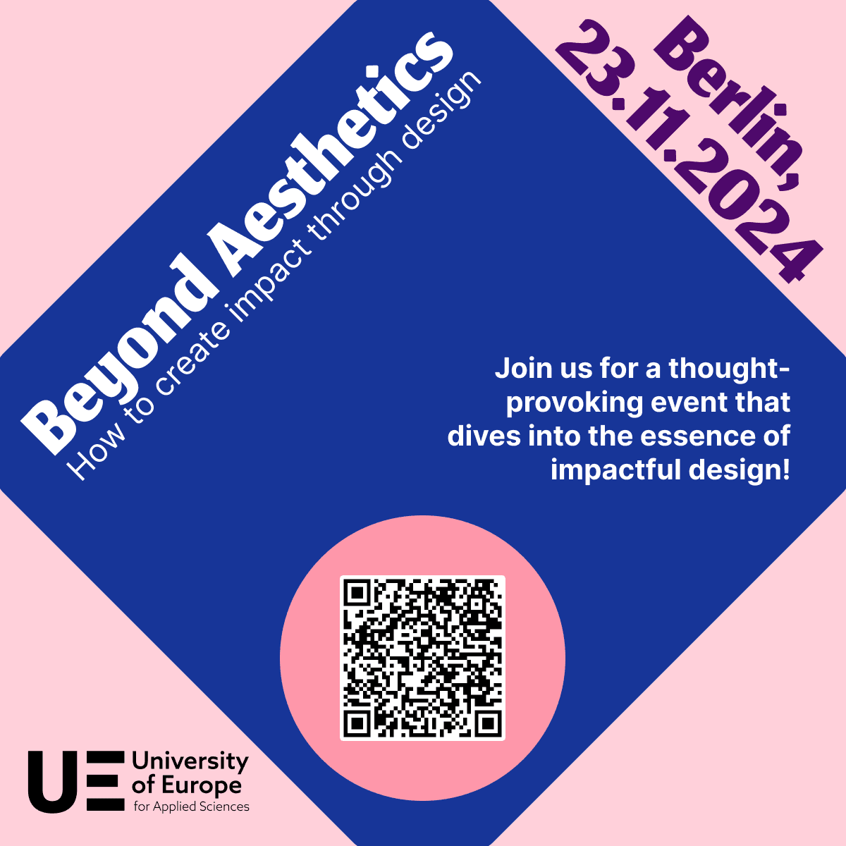 Teaser post with the date, Berlin 23.11.2024, and a QR code