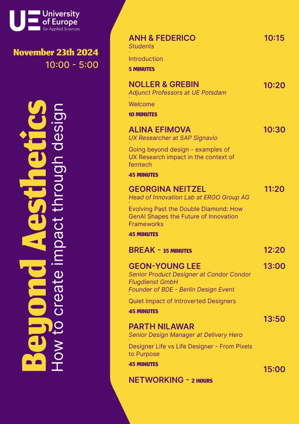Second version of the timetable handout
