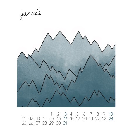 January page with a hand-painted nature illustration