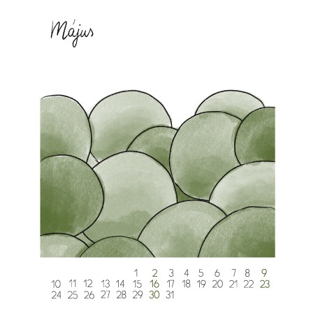 May page with a hand-painted nature illustration