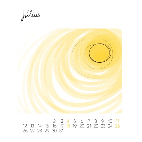July page with a hand-painted nature illustration