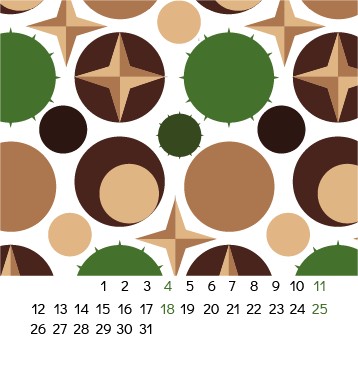 December page with a geometric pattern