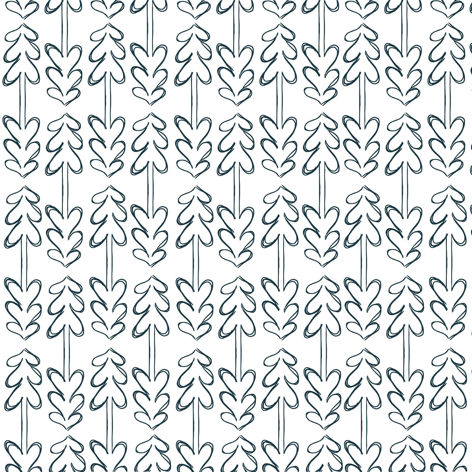 Repeating line pattern of plant motifs