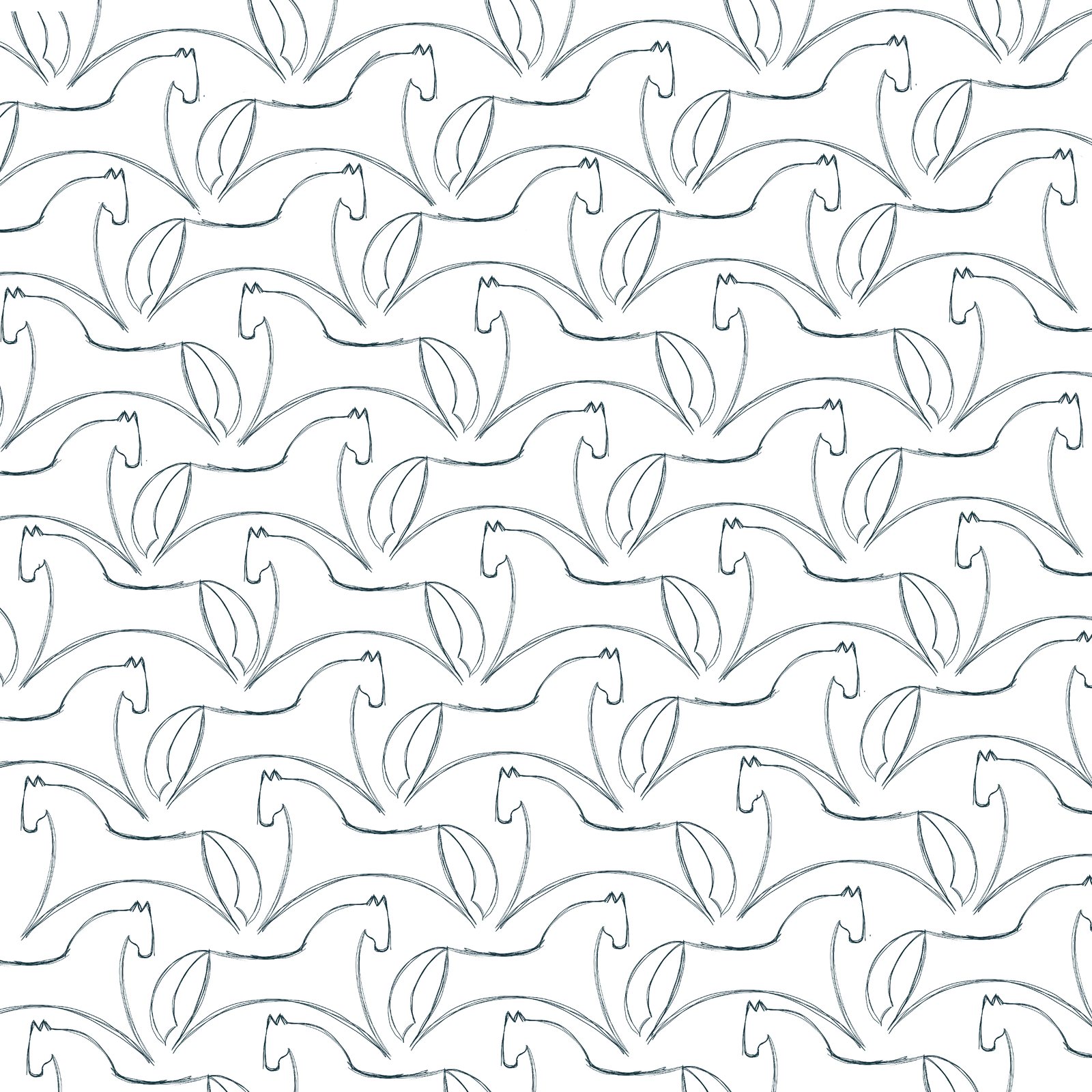 Repeating line pattern of horses