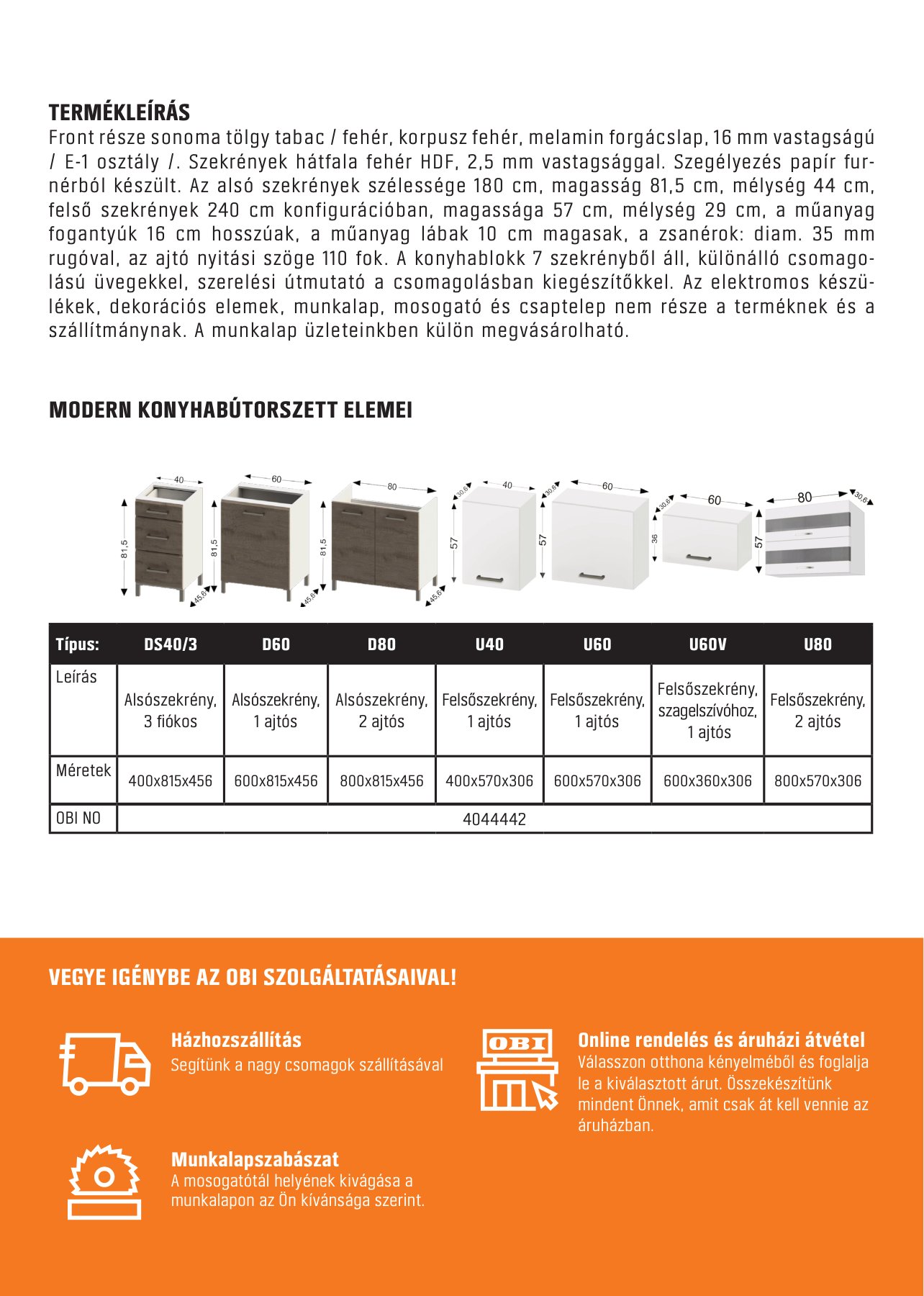 Back of the Modern kitchen brochure