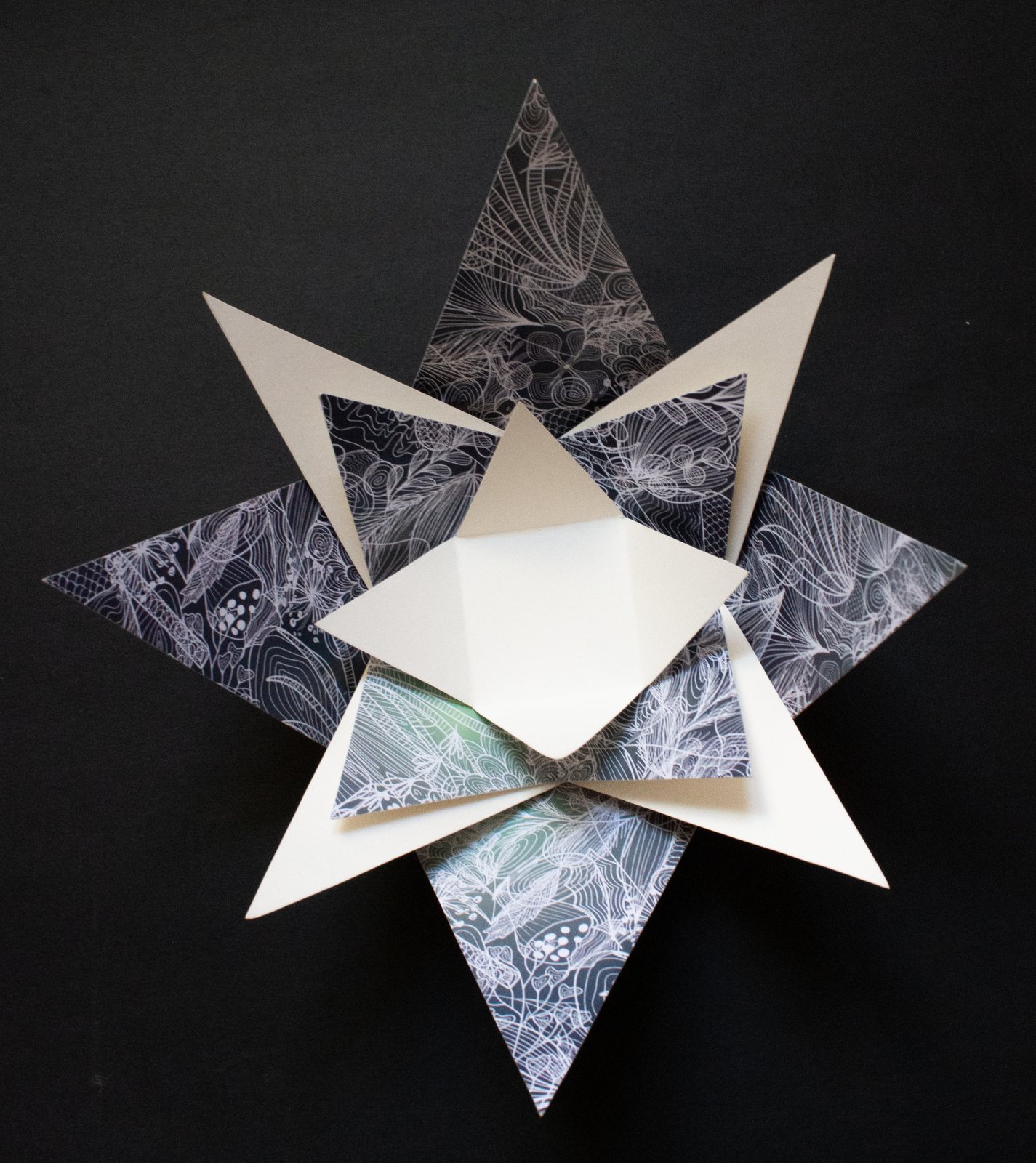 Top view of an open box shaped like a star