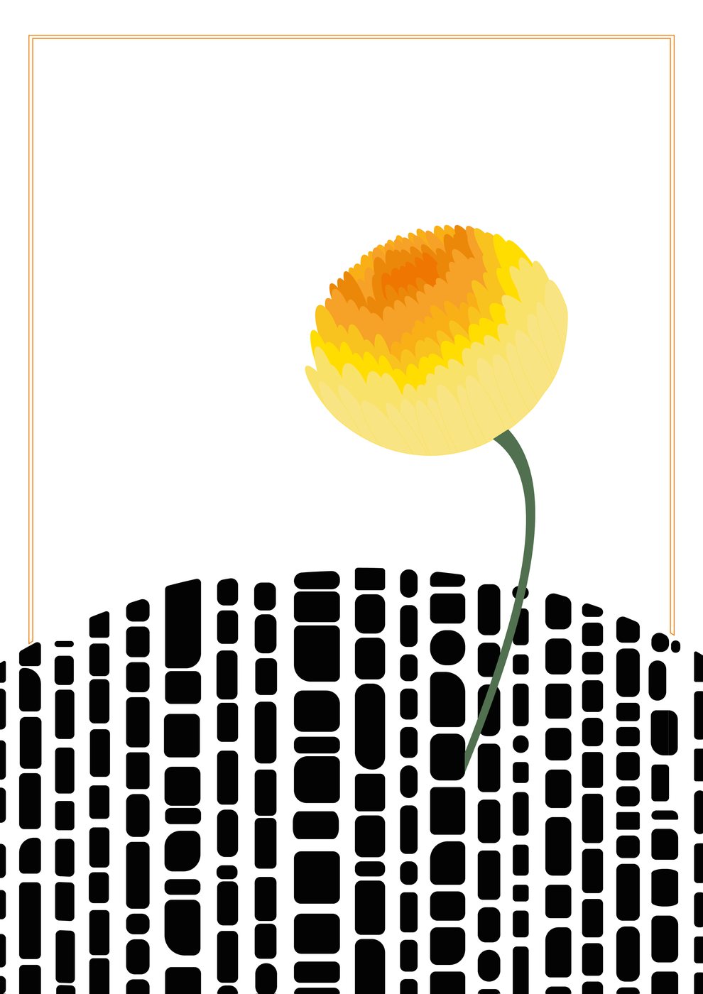 Haiku autumn: a yellow flower above a pattern
