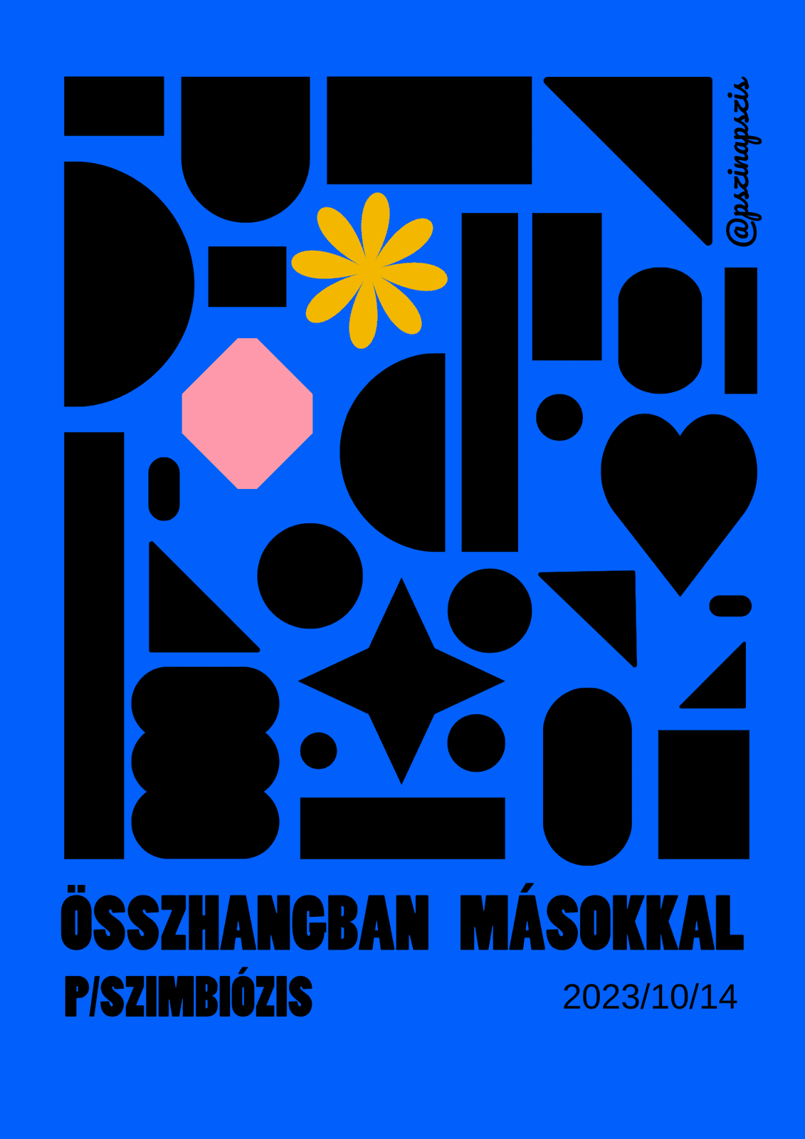 Event poster in electric blue: in harmony with others