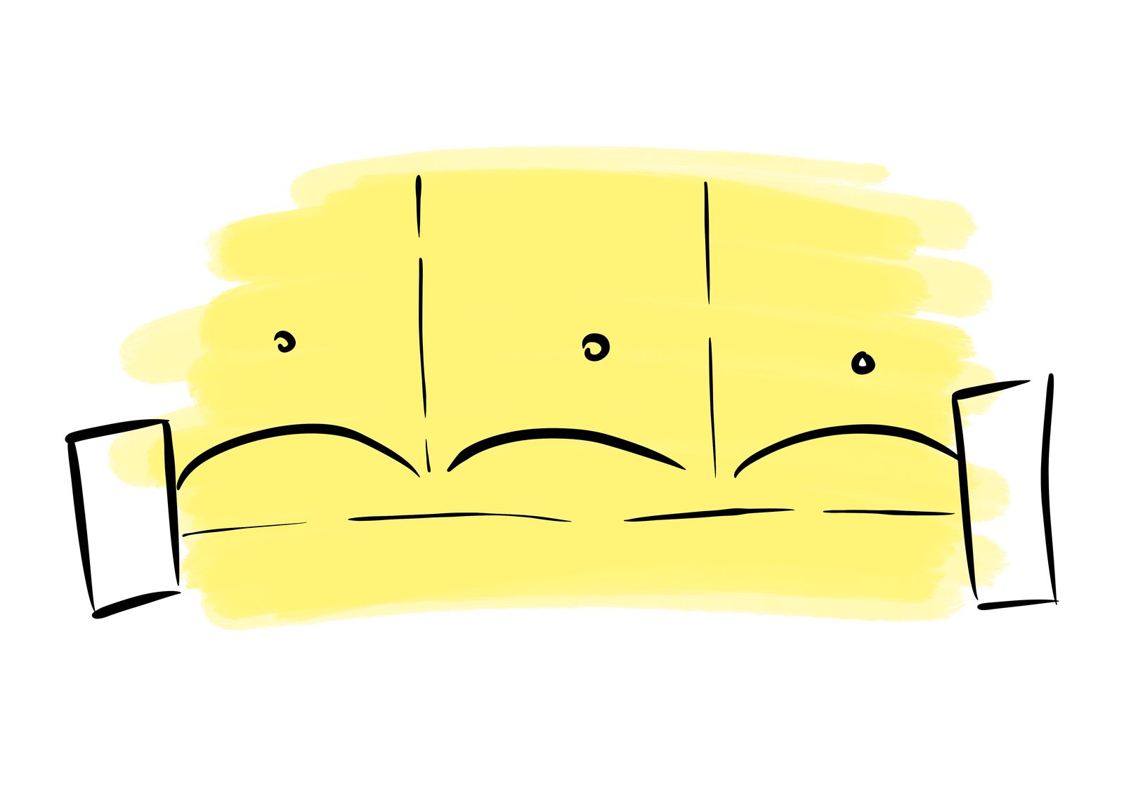 A sofa painted in yellow brush strokes