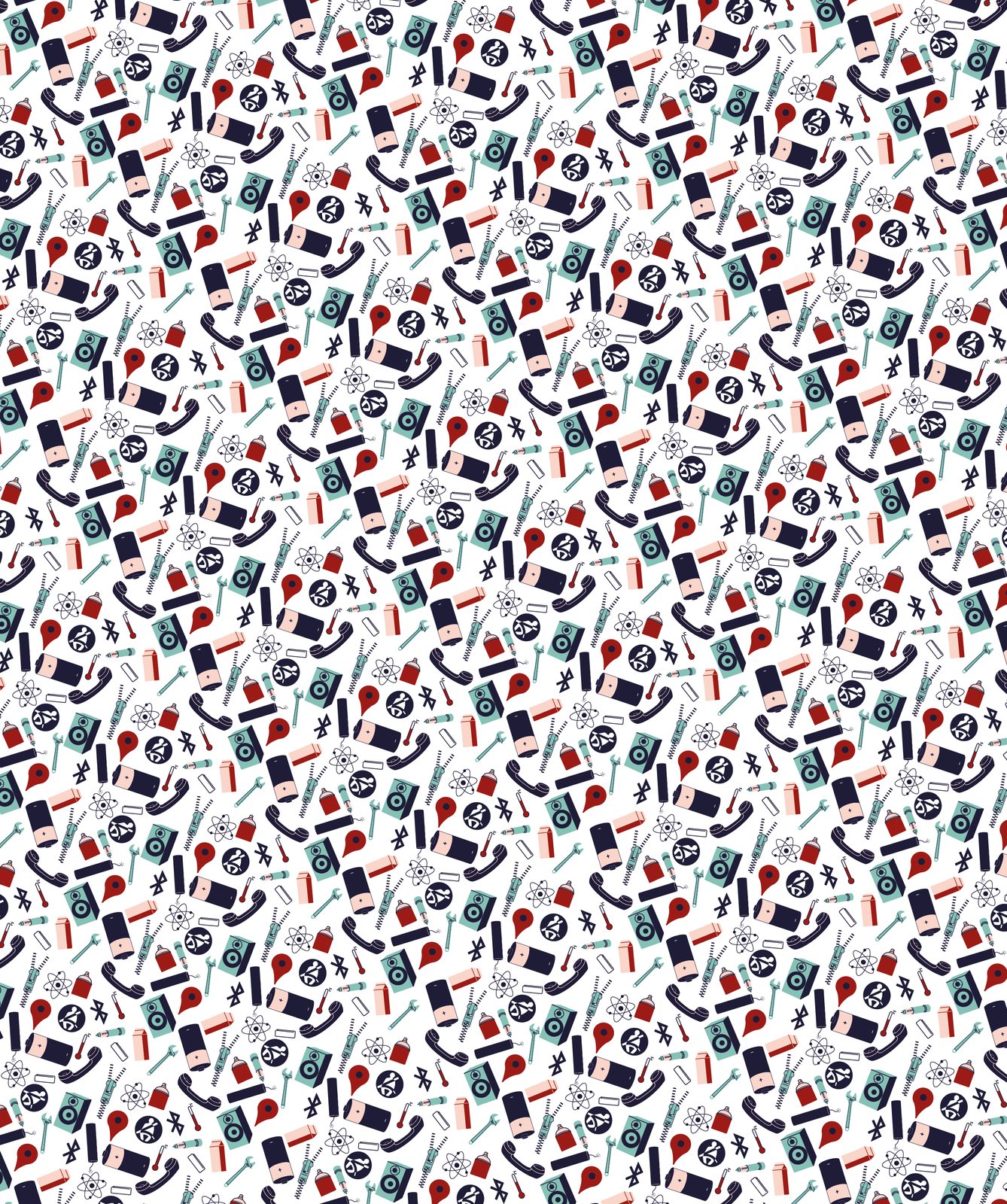 All-over pattern of small icons for the inventions topic