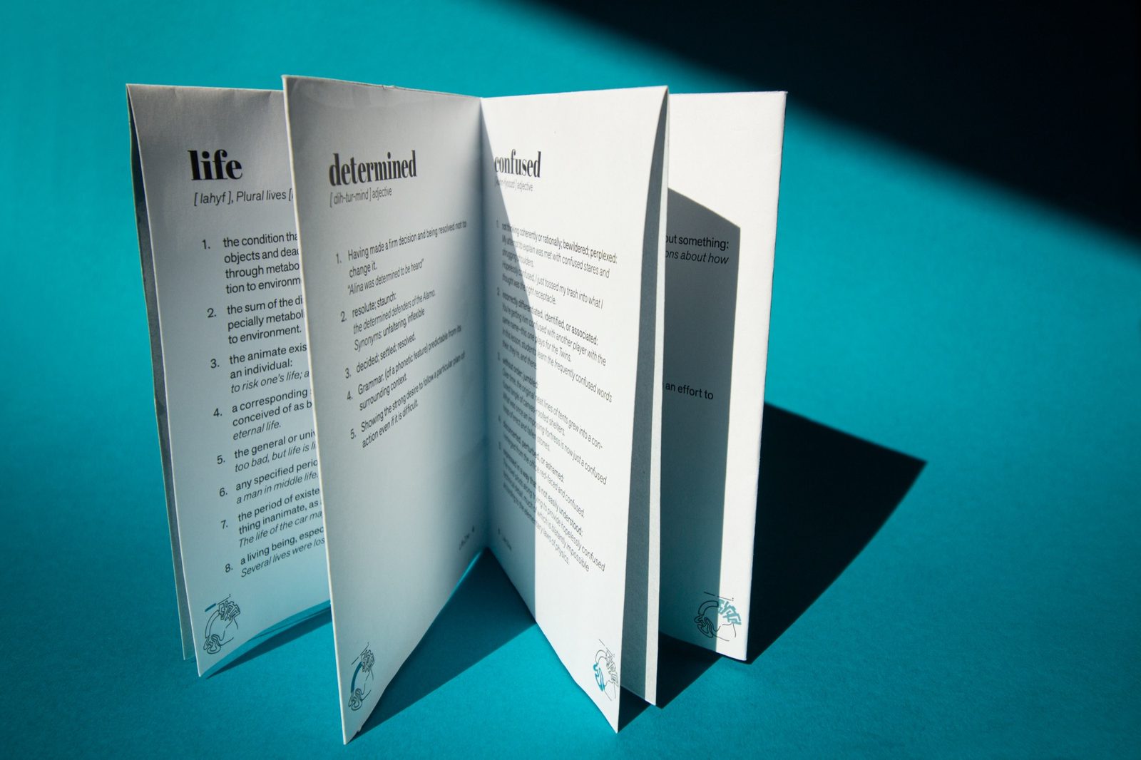 The zine standing open, pages fanned out